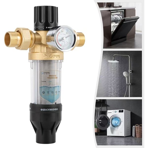 1/2-Zoll-Vorfilter für das ganze Haus: Spin-Down-Sedimentwasserfilter, zentrales Vorfiltersystem mit Rückspülung und Edelstahlgewebe