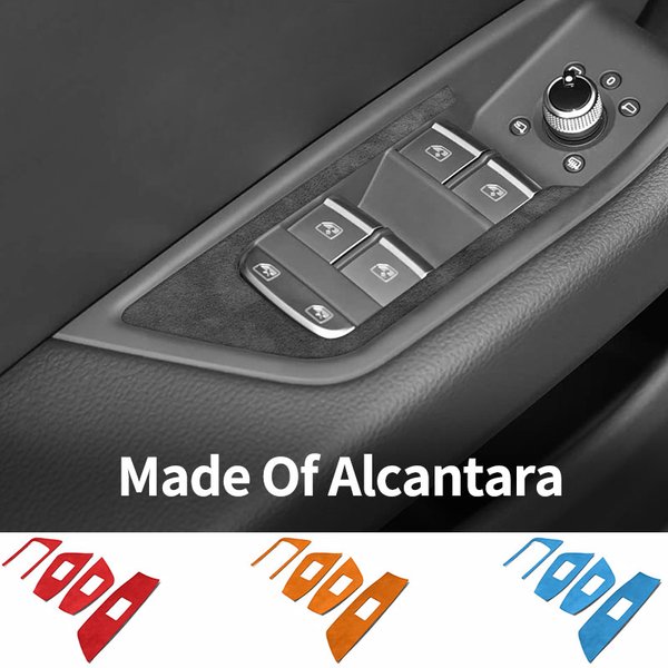 Für Audi A4L A4 S4 A5 S5 RS4 RS5 Q5L SQ5 Q5 Q7 aus Alcantara gefertigte Fensterheber-Schalterblenden-Aufkleber, Auto-Innenausstattung