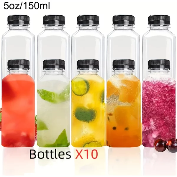 Bouteilles de jus en plastique transparent anti-fuite, 5/10 pièces, parfaites pour jus de smoothies, lait fait maison et autres boissons, portables pour sortir