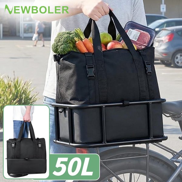 Panier arrière de vélo avec poignée, grande capacité, pour vélo électrique, idéal pour les voyages et le shopping en extérieur