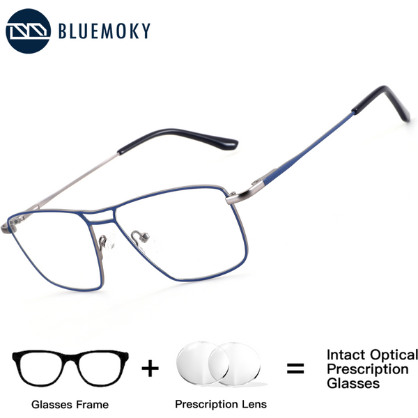 BLUEMOKY Metall Pilot Benutzerdefinierte Brillen Männer Optische Linsen mit Rezept Myopie Progressive Photochrome Anti Blaues Licht