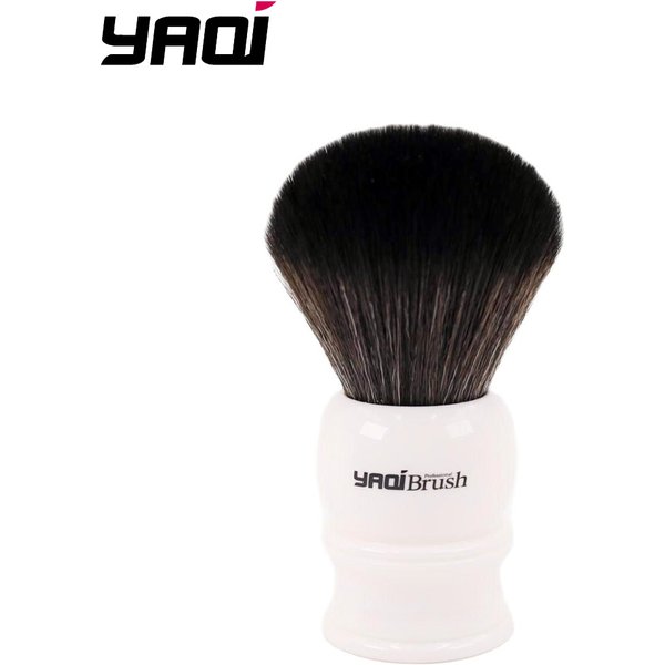 Yaqi – brosse à poils synthétiques, 30mm, avec poignée blanche et nœud noir, pour rasage