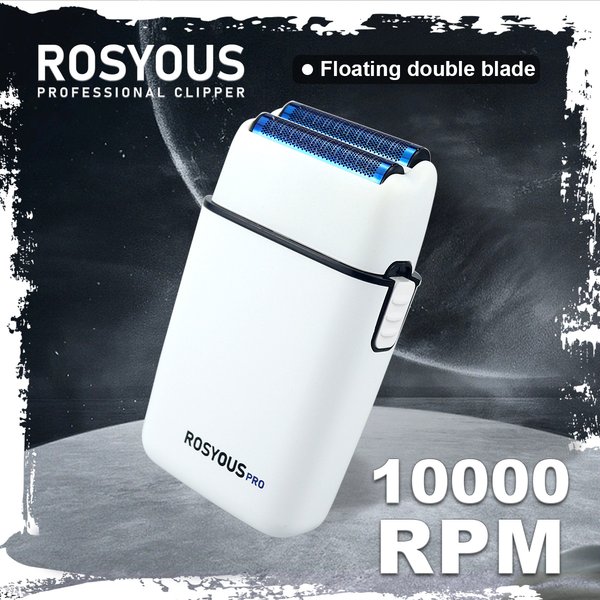 ROSYOUS RS620 Doppelfolie Blau Hypoallergenes Messernetz 10000 U/min USB Schnurloser professioneller Friseurrasierer Haarschneidemaschine