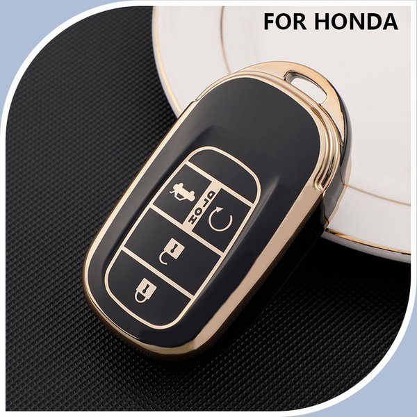 TPU Gold Edge Car Remote 5 lèvent Key Case Cover pour Honda Civic Accord HR-V CR-V CRV Hrv 2022 2023 Fob Shell Accessoires