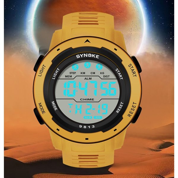 SYNOKE-Montre numérique de sport pour homme, avec fonction chronométrage, réveil, étanche jusqu'à 50m, horloge militaire, grand écran