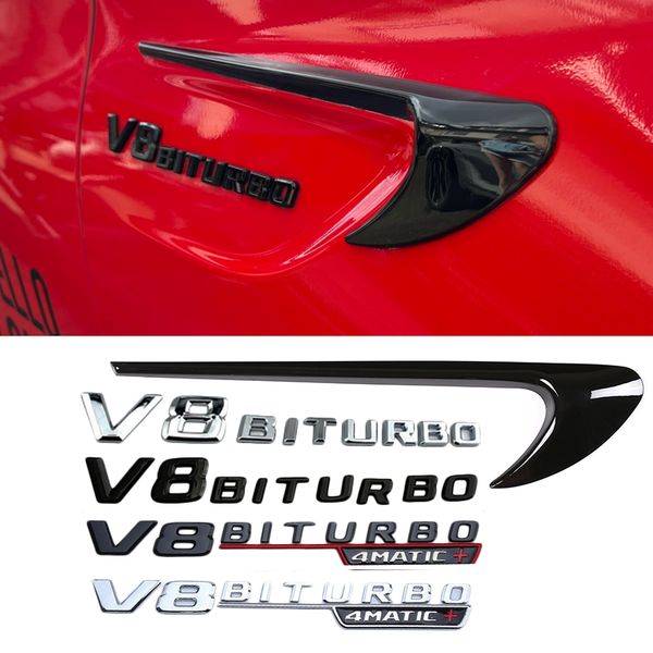 Auto Kotflügel Emblem Abzeichen V8 BITURBO 4 MATIC + Für Mazda CX5 Golf 7 Zubehör Chevrolet Cruze BMW X5 E70 FJ Cruiser Ford Mondeo MK