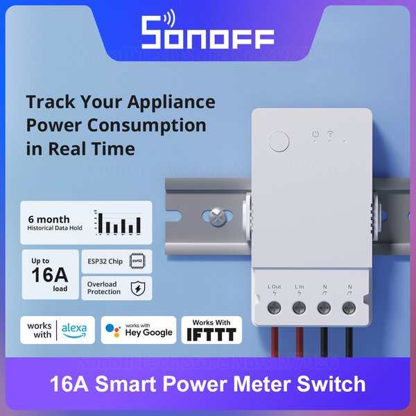 SONOFF POW Origin 16A Smart Power Meter Switch ESP32 Chip Safety Design Überlastschutz über eWeLink Alexa Google Home