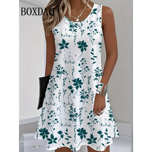 2025 femmes robe d'été robe florale décontracté sans manches col rond ample Mini robe d'été femmes réservoir fleur impression 3D plage robe courte