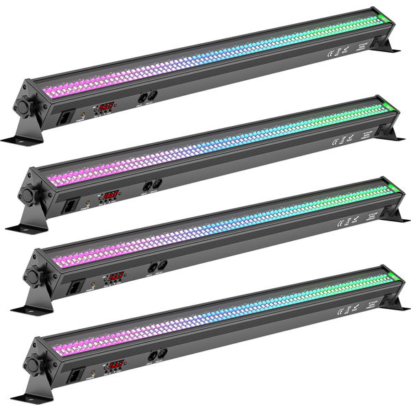 Yiflamefly 4Pcs 150W 336-RGB Barre de lumière LED murale à haute vitesse, Stroboscope de scène DMX, Lumière DJ pour discothèque, mariage, fête, KTV, bar