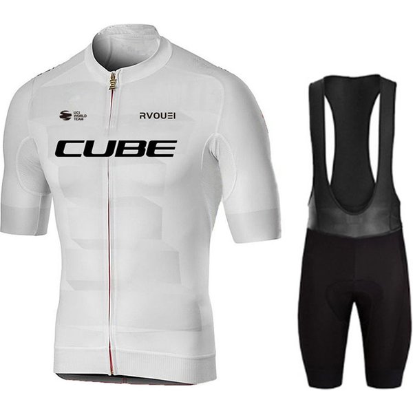 Rvouei Cube Radfahren Jersey Set Fahrrad Kleidung Sommer Kurzarm Shirt Bike Gel Pad Trägerhose Sport Maillot Ropa Ciclismo