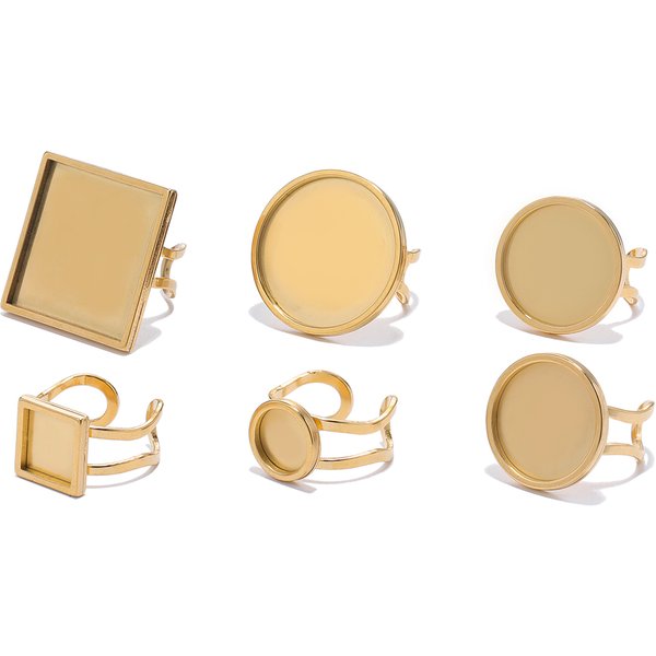4pcs Stainless Steel 25mm Round Open Ring Cabochon Cameo Blank Tray Base Settings for DIY Rings Jewelry Making Findings Supplies