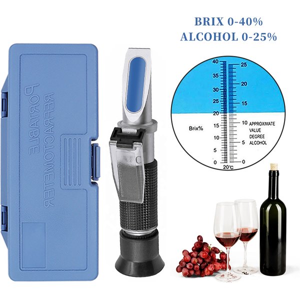 Handheld Alkohol Zucker Refraktometer Tester Wein Konzentration Meter Densitometer 0-25 % Alkohol Bier 0-40 % Brix Trauben