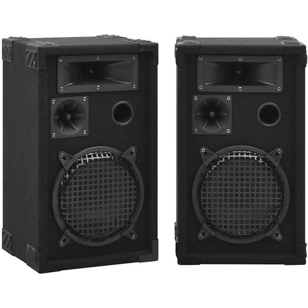 Paire d'enceintes de scène passives, caisson de basses 20 cm avec système de réflexion acoustique, poignées encastrées pour concerts, événements et fêtes.