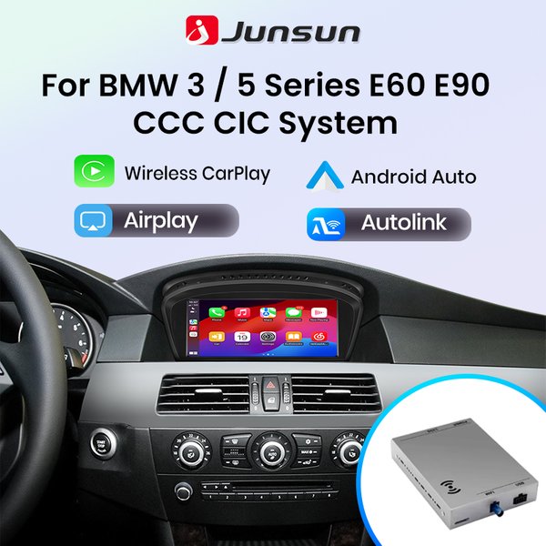 Junsun – adaptateur d'interface CarPlay Android Auto sans fil, pour BMW série 3/5 E60 E61 E62 E63 E90 E91 E92 E93 CCC/CIC MirrorLink