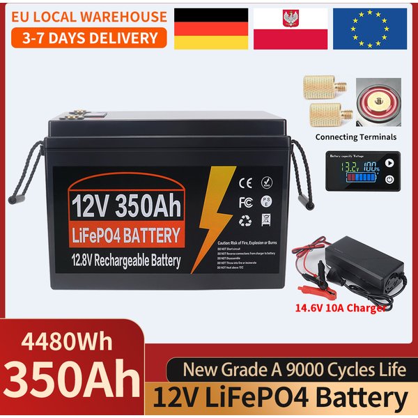 12V 350Ah 200Ah 150Ah LiFePO4 Lithium-Eisenphosphat-Batterie 9000 Zyklen Eingebautes BMS Zum Ersetzen der meisten Notstromversorgungen für Heimspeicher EU-Lagersteckplatz STEUERFREI