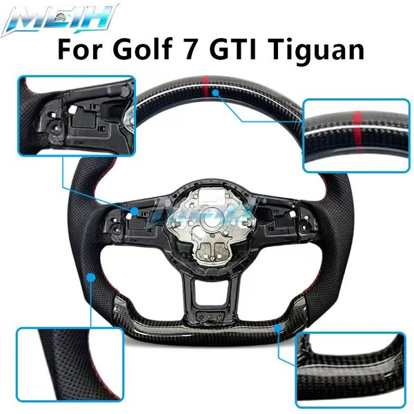 Geeignet für Volkswagen Golf 7 7.5 GTI GTD GTE R Carbonfaser-Lederlenkrad 2013-2020 Polo GTI Passat DSG