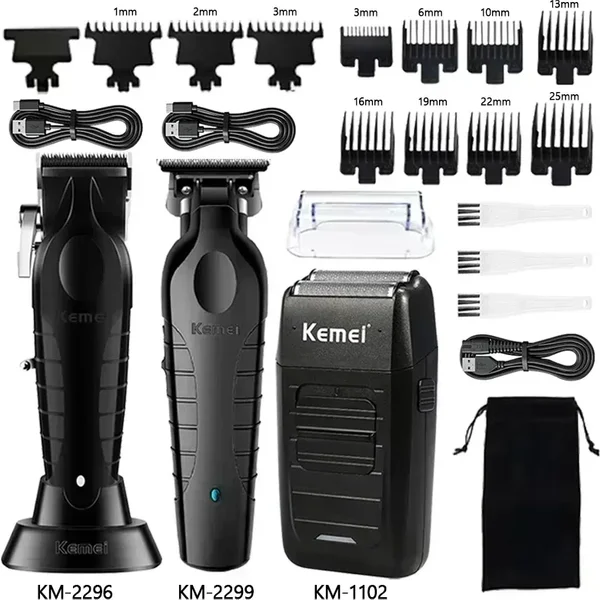 Kemei Hair Clipper Kit KM-2296 KM-2299 KM-1102 Men's Electric Hair Trimmer Machine Professional Hair Cutting Machine Clipper