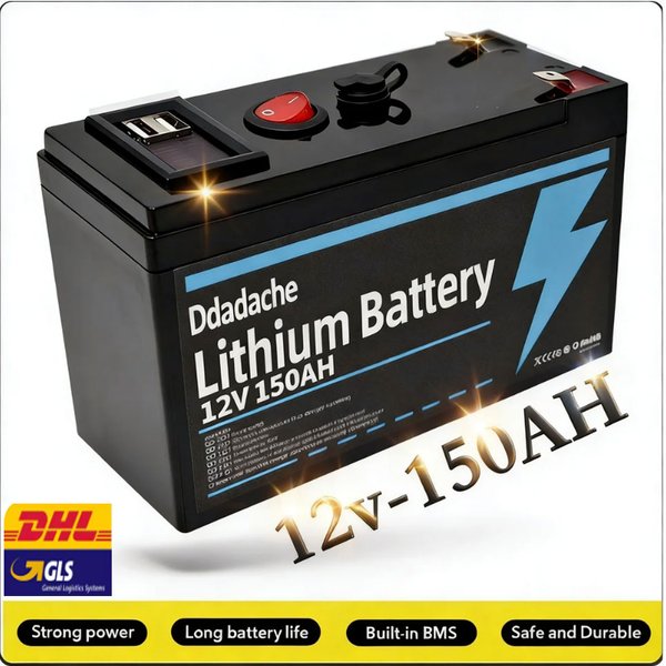 🌍 12V Lithium-Batterie 150Ah LiFePO4 4000+ Deep Cycles, integriertes BMS, 5 Jahre Lebensdauer, für USV, Kajak-Fischfinder, Solarmodul, Radio