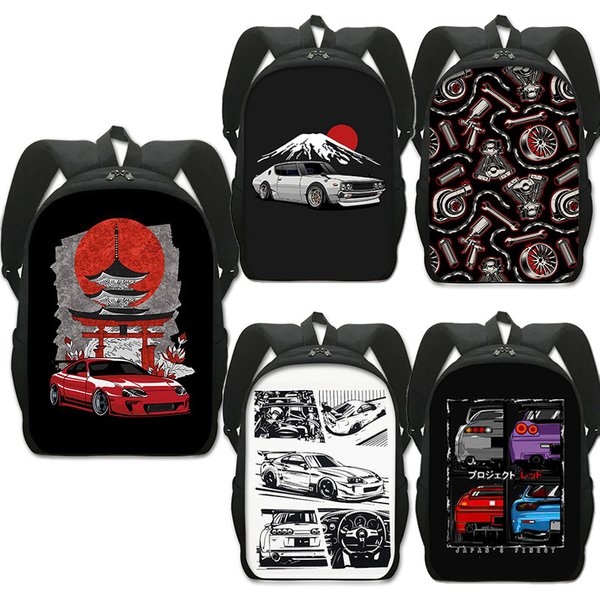 Sac à dos imprimé voiture de course japonaise JDM pour hommes et femmes, moteur de mécanicien, turbine, sacs d'école pour enfants, sac à livres, sac à dos pour ordinateur portable, cadeau