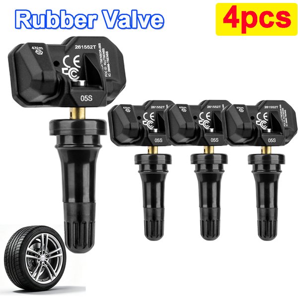 4 Stück Gummi-Ventilsensoren TSENSOR Launch X431 TPMS-Sensor RF-Sensor Dual-Frequenz (315MHz + 433MHz) OE-Level Universell programmierbare TPMS-Sensoren für Reifendruck