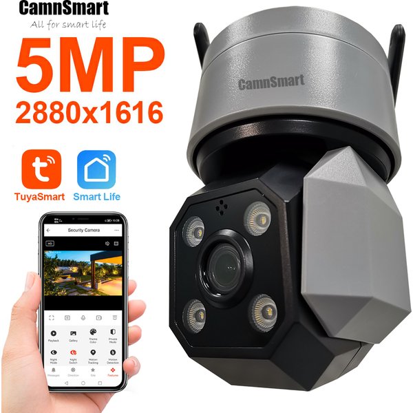 5MP Outdoor Wifi Überwachungskamera von Tuya Smart Home Schutz Drahtlose IP CCTV RJ45 Kabel Verbindung NVR PTZ Dome Überwachung