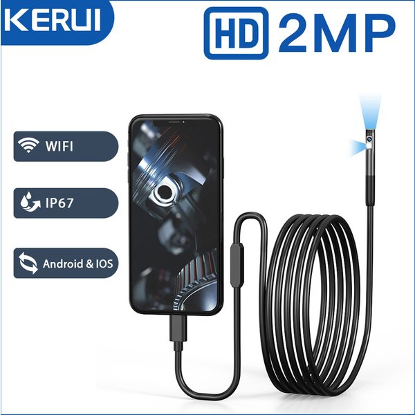 KERUI 2MP Industrial Endoscope Camera Single/Dual Lens Mini Inspection Camera for Iphone Waterproof Pipeline Borescope Type C