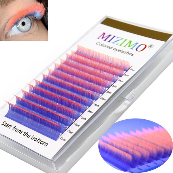 Color Eyelashes Bi-Color Neon Eyelashes 0.07 Artificial Mink Fur Personalized Eyelash Extension Tool