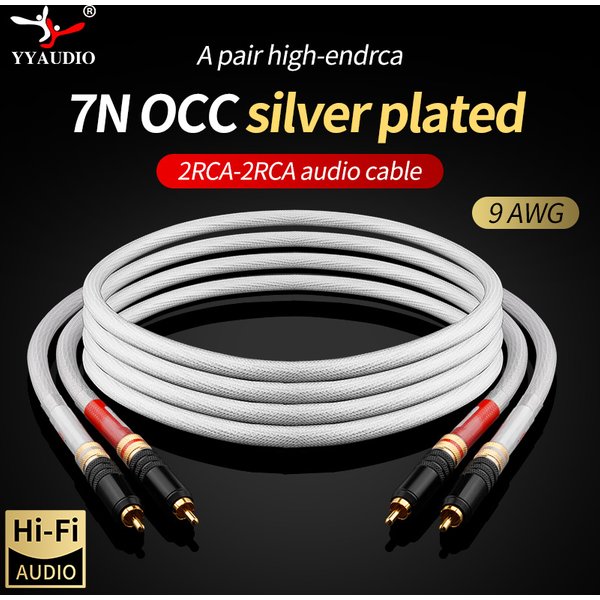YYAUDIO Hi-End 7N OCC câble Audio 2RCA plaqué argent câble Audio 12 brins câble HIFI 2RCA à 2RCA avec câble de prise WBT RCA
