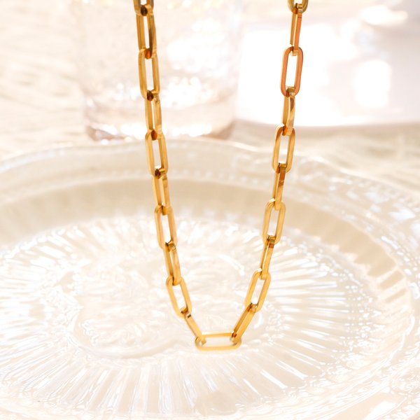 Heiße Mode Büroklammer Link Kette Edelstahl Halskette Gold Farbe Kette Gothic Für Frauen Männer Halskette Schmuck