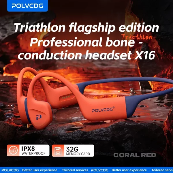 POLVCDG écouteurs de natation à conduction osseuse IPX8 étanche 32GB mémoire Bluetooth 5.4 matériau en silicone 2025 nouveau produit x16