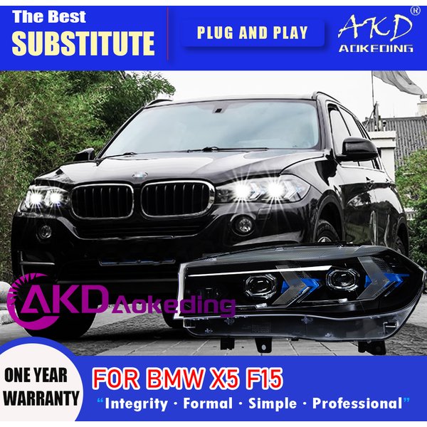 AKD Stirnlampe für BMW X5 F15 LED-Scheinwerfer 2013–2018 Scheinwerfer F15 F85 DRL Blinker Fernlicht Angel Eye Projektor