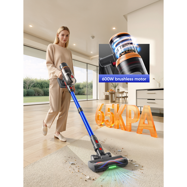 BUTURE VC200 Kabelloser Stielstaubsauger, 600 W, 65 kPa, leistungsstarker Tierhaar-Staubsauger mit Haustierbürste, kabelloser Handstaubsauger für Teppiche und Hartböden, Touchscreen, 70 Minuten
