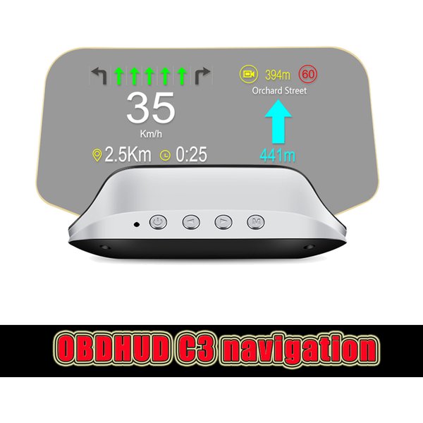 Compteur de vitesse électronique C3 OBD2 avec affichage tête haute, projection sur verre, ordinateur de bord, compteur de vitesse numérique HUD OBD2 C3 Plus GPS Navi