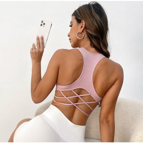 Soutien-gorge de Sport respirant haut de Fitness soutien-gorge de Yoga sans couture antichoc haut court femmes Push up soutien-gorge de Sport haut d'entraînement de gymnastique