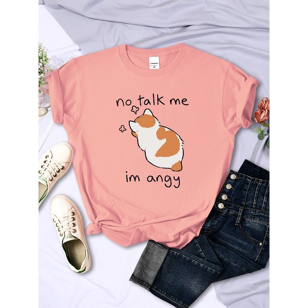 No Talk Me mignon chat en colère imprimé T-shirt pour femme confortable mode T-shirt respirant Hip Hop hauts nouveau été femmes T-shirt
