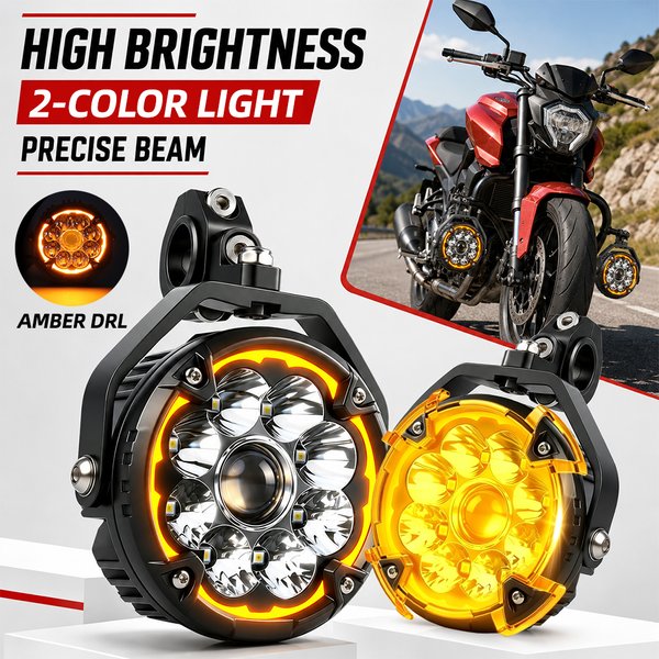BraveWAY 5inch LED Motorcycle Driving Lights Cut off Line Multi-Mode LED Motorcycle Auxiliary Lights(Set/2pcs) offroad use