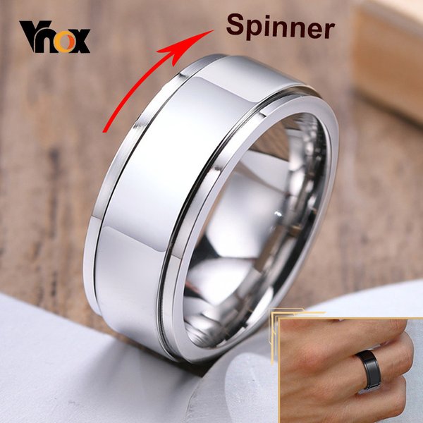 Vnox Drehbarer Spinner-Ring für Männer und Frauen, 6/8 mm massiver, glänzender, mattierter Ehering, einfacher, lässiger, klassischer Retro-Bruderring