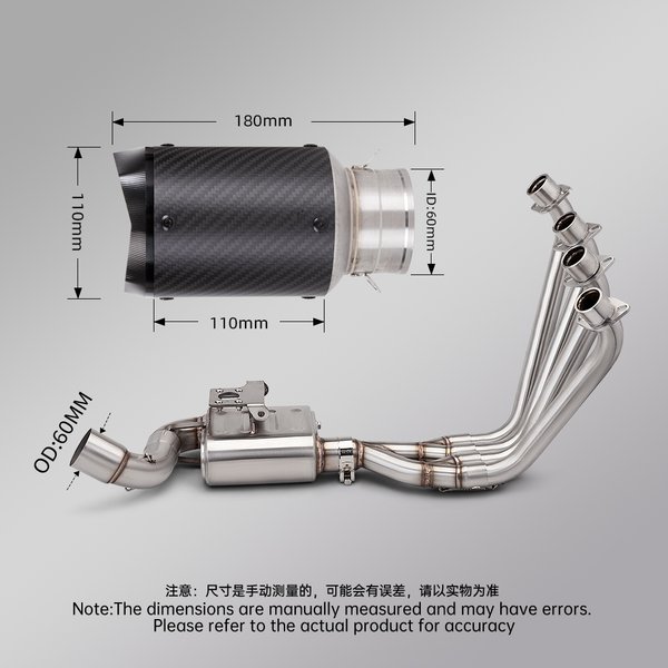 Für CBR650R CBR650F CB650R CBR650 CB650F (2014-2024) Motorrad Edelstahl Komplette Auspuffanlage Vollständiges Set Schalldämpfer