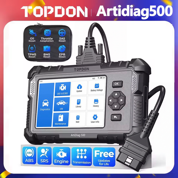 Lebenslange Kostenlose Updates TOPDON Artidiag500 4-Systeme Auto-Diagnosegerät OBD2-Scanner ABS SRS Getriebe-Scan-Tool Code-Lesegerät