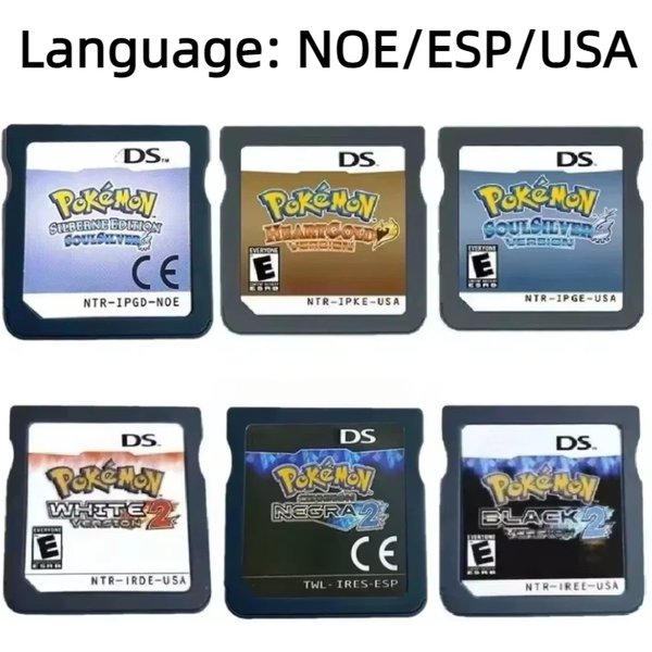 ESP USA NOE Pokémon Schwarz und Weiß 1 2 Schwarz und Weiß SoulSilver HeartGold DS NDS 3DS Videospiel-Kassette