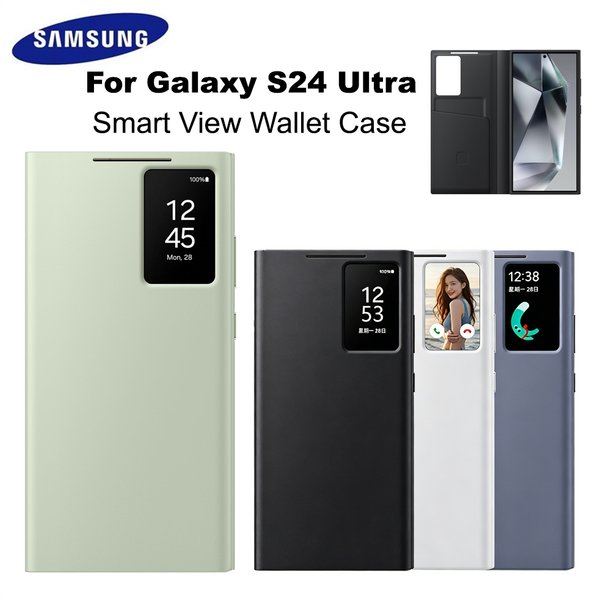 Oryginalne etui Samsung Smart View Wallet EF-ZS928 do Galaxy S24 Ultra z przegródką na karty i okienkiem do podglądu, etui S-View Flip