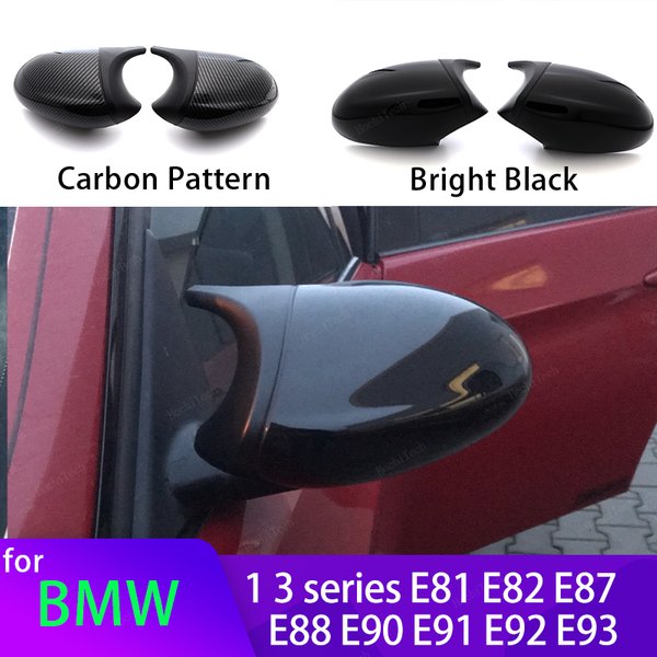 Carbon Fiber Pattern Black Side Mirror cover Caps Replacement for BMW E90 E91 E92 E93 E81 E87 E82 E88 3 1 Series M Accessories