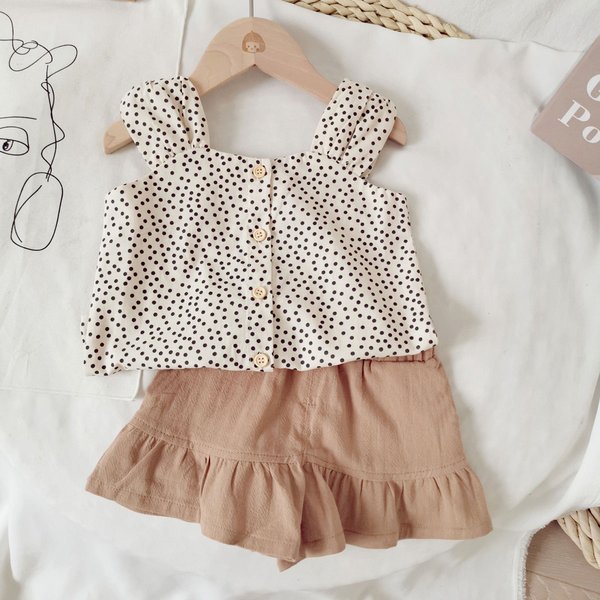Korean Fashion Baby Girls Clothes Sets Cotton Cute Toddler Kids Sleeveless 2 Pieces Suits Summer