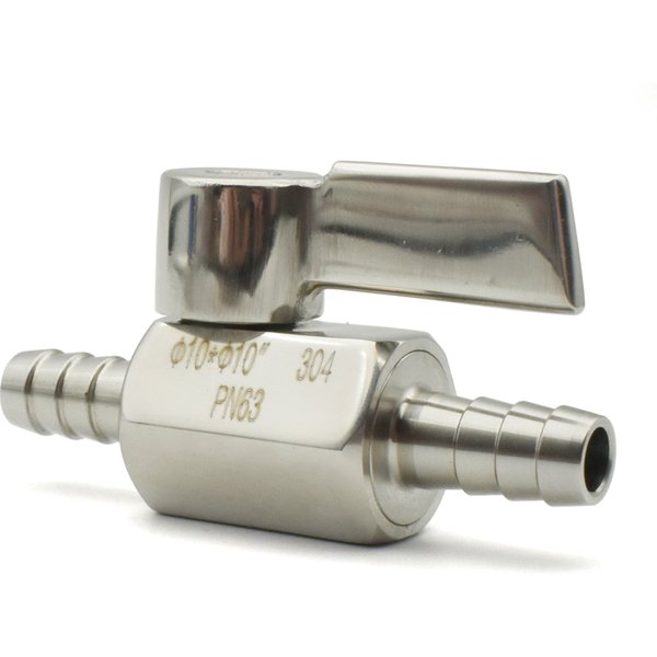 Mini-vanne à boisseau sphérique sanitaire en acier inoxydable 304 pour raccord de tuyau de gaz, eau et huile, diamètres 7mm, 8mm, 10mm, 12-25mm