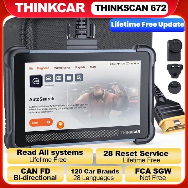 THINKCAR THINKSCAN 672 OBD2-Scanner CAN FD OBD2-Tool Bidirektionale Steuerung Vollsystemdiagnose 28 Rückstellfunktionen Lebenslang Kostenlos