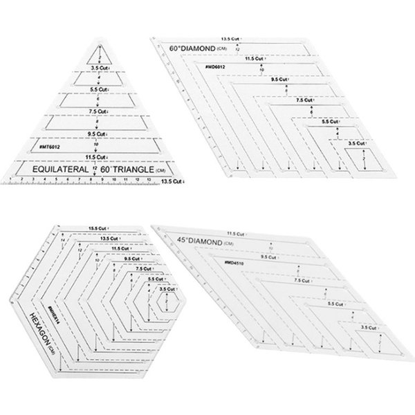 Acrylic Quilting Sewing Patchwork Ruler Transparent Measuring Template Triangle Hexagon Sewing Craft Quilting Cutting Ruler