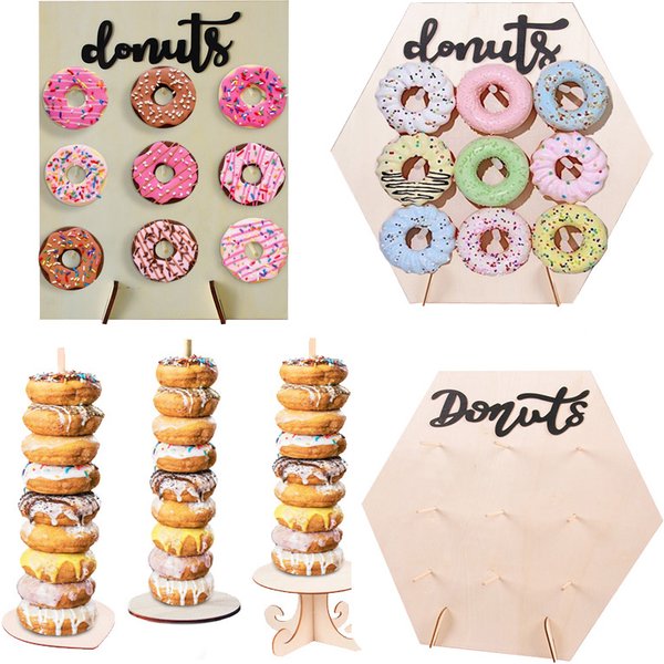 Holz Donut Ständer Donuts Wand Ständer Display Board Halter Kinder Geburtstag Party Hochzeit Tisch Dekoration Baby Dusche Liefert