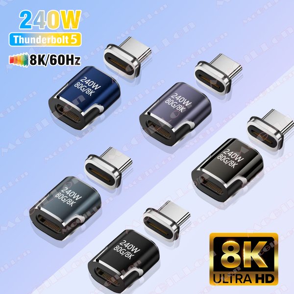 240W USB4.0 80Gbps Thunderbolt5 Magnetyczny kabel USB-C OTG USB C do USB-C z szybkim ładowaniem i konwerterem magnetycznym 8K@60Hz Adapter USB typu C