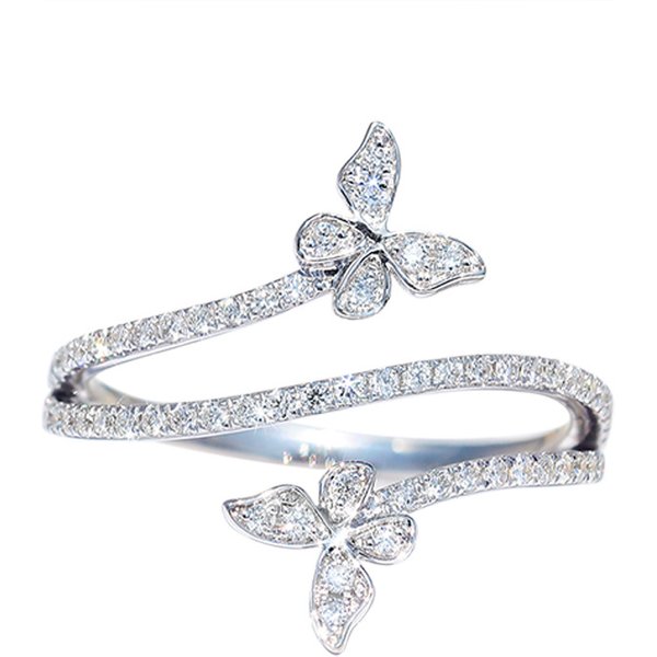 Huitan Exquisite Schmetterling Ringe für Frauen Luxus Intarsien Bling Bling Zirkonia Temperament Weiblichen Zubehör Mode Schmuck