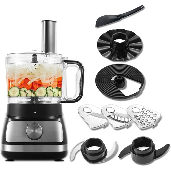 Topstrong 800W Küchenmaschine 8-in-1 Multifunktionsküchenmaschine 2L Kapazität Küchengerät mit Sicherheitsverriegelung Spülmaschinenfest
